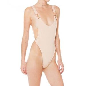 XS Are You Am I Bodysuit Tan